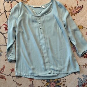 LC Lauren Conrad Blue 3/4 Sleeve Buttoned Blouse